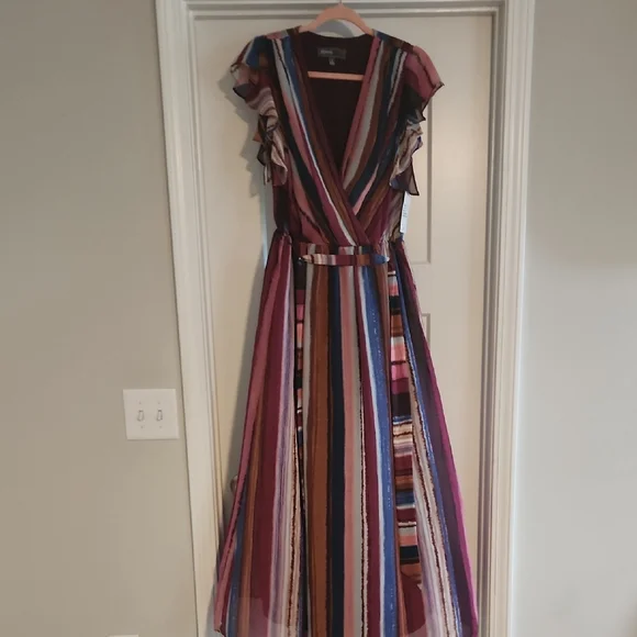 Donna Ricco Dresses | Donna Ricco Striped Multicolor Maxi Dress | Color: Pink/Purple | Size: 8 | Aliciatolla's Closet